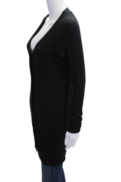 ALALA Women Black V-Neck Long Sleeve Cardigan Solid Rayon Spandex Size XS