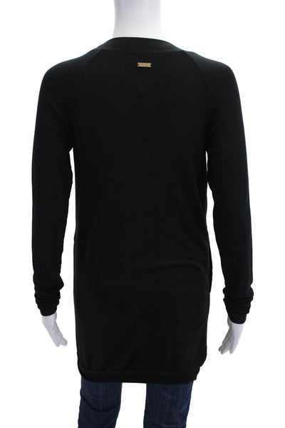 ALALA Women Black V-Neck Long Sleeve Cardigan Solid Rayon Spandex Size XS