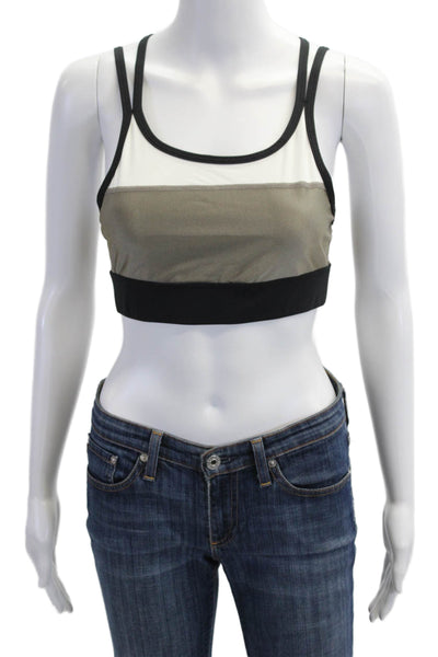 ALALA Womens Color Block Double Strap Detail Sports Bra Gray Size XS