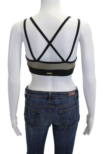 ALALA Womens Color Block Double Strap Detail Sports Bra Gray Size XS