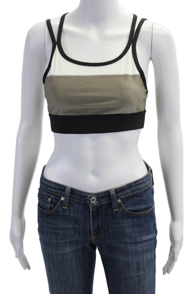 ALALA Womens Color Block Double Strap Detail Sports Bra Black Size M