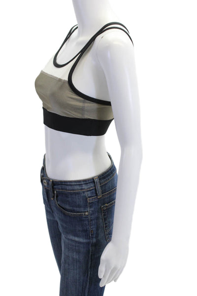 ALALA Womens Color Block Double Strap Detail Sports Bra Black Size M