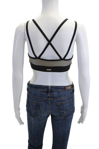 ALALA Womens Color Block Double Strap Detail Sports Bra Gray Size XS
