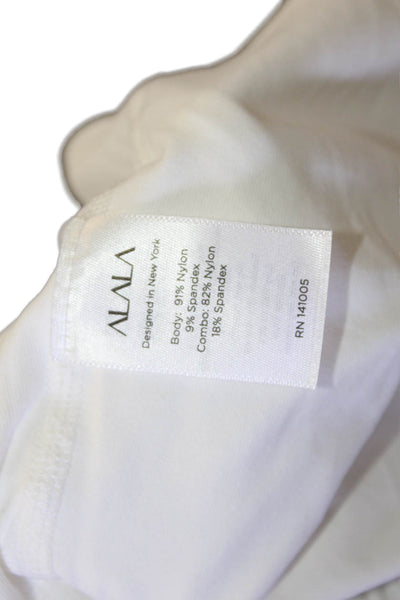 ALALA Women Pullover Hoodie White V-Neck Long Sleeve Drawstring Size XS