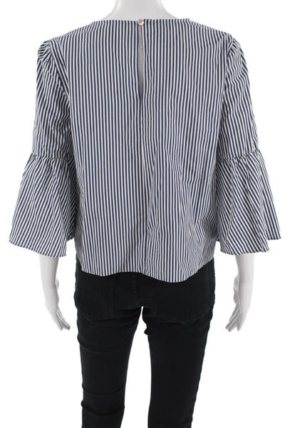 Zara Basic Collection Womens Blue Round Neck 3/4 Sleeve Blouse Size M