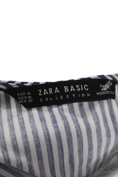 Zara Basic Collection Womens Blue Round Neck 3/4 Sleeve Blouse Size M