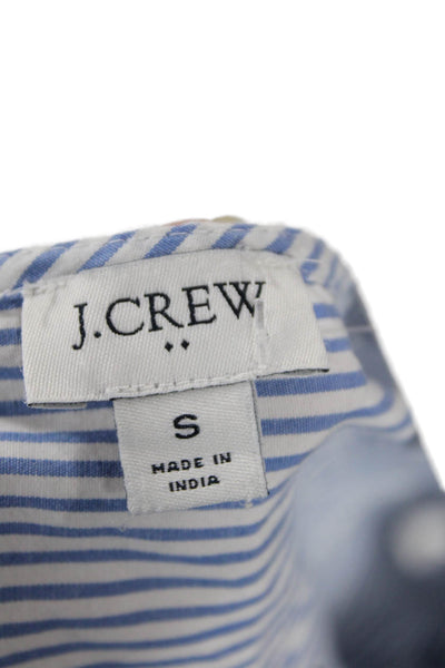 J Crew Womens Organic Cotton Striped Blue Long Sleeve Basic Blouse Size S