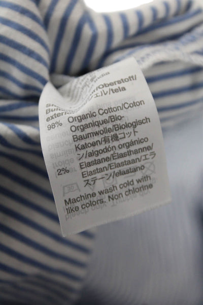 J Crew Womens Organic Cotton Striped Blue Long Sleeve Basic Blouse Size S
