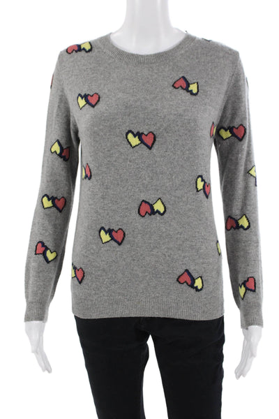 Chinti & Parker Unisex Gray Cashmere Pullover Crew Heart Graphic Size XS