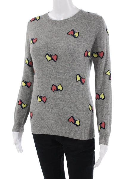 Chinti & Parker Unisex Gray Cashmere Pullover Crew Heart Graphic Size XS