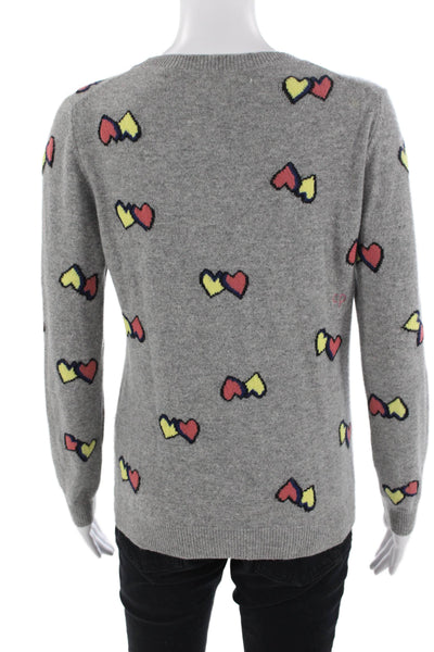 Chinti & Parker Unisex Gray Cashmere Pullover Crew Heart Graphic Size XS