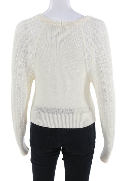 One Grey Day Womens V-Neck Pullover Sweater White Cotton Size XS