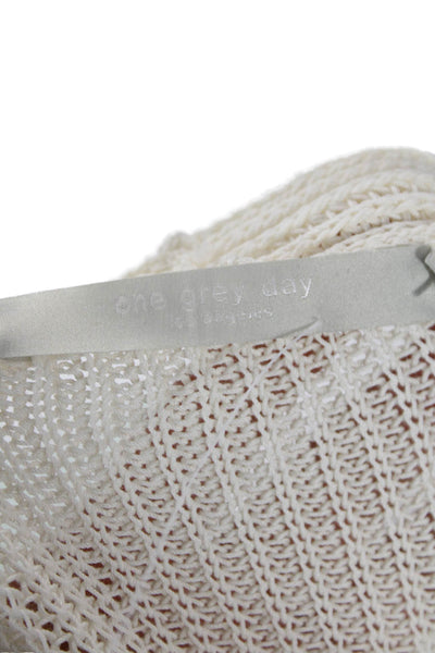 One Grey Day Womens V-Neck Pullover Sweater White Cotton Size XS