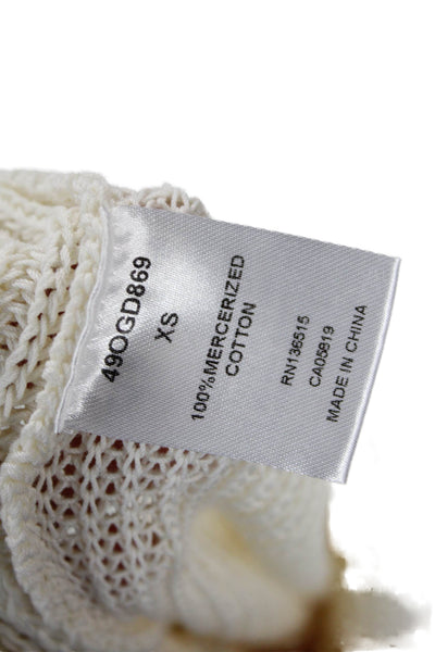 One Grey Day Womens V-Neck Pullover Sweater White Cotton Size XS