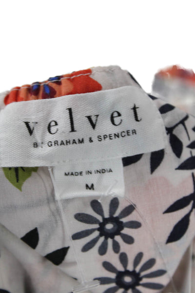 Velvet by Graham & Spencer Womens Floral Square Neck 3/4 Sleeve Blouse Size M