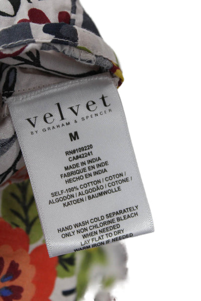 Velvet by Graham & Spencer Womens Floral Square Neck 3/4 Sleeve Blouse Size M