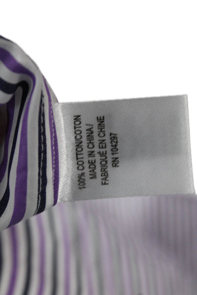 Milly Womens Sleeveless Striped Collared Button-Up Cotton Top Size M