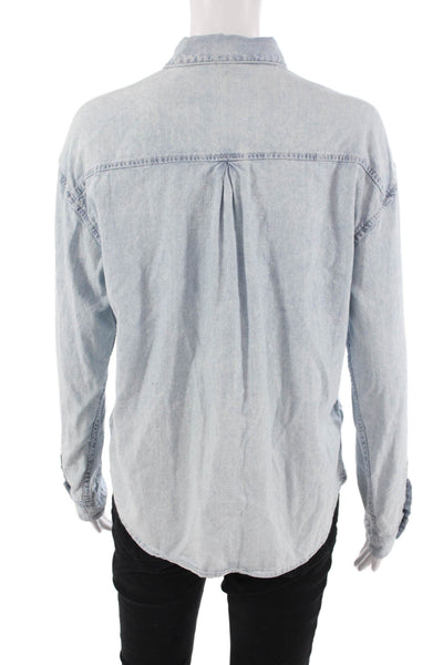 AG Adriano Goldschmied Mens Light Blue Button-Down Long-Sleeve Shirt Size S