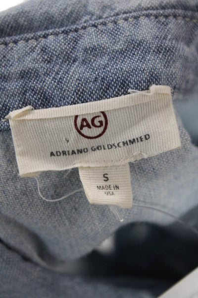 AG Adriano Goldschmied Mens Light Blue Button-Down Long-Sleeve Shirt Size S