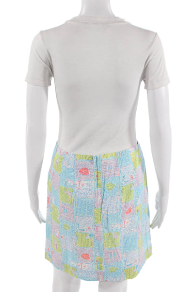 Lilly Pulitzer Women Mini T-Shirt Dress White Cotton Graphic Print Size 4