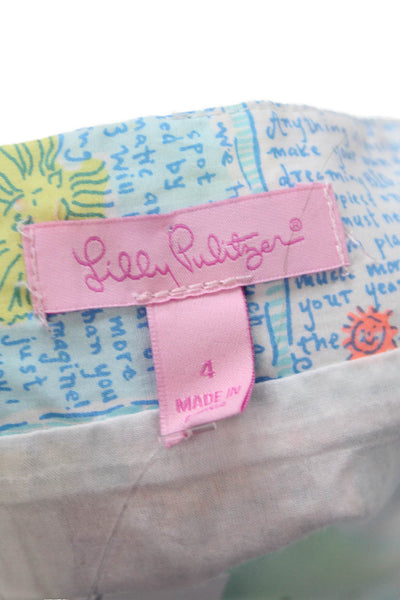 Lilly Pulitzer Women Mini T-Shirt Dress White Cotton Graphic Print Size 4