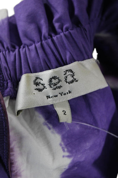 Sea New York Women Shift Shirt Dress Purple Button High Neck Size 2