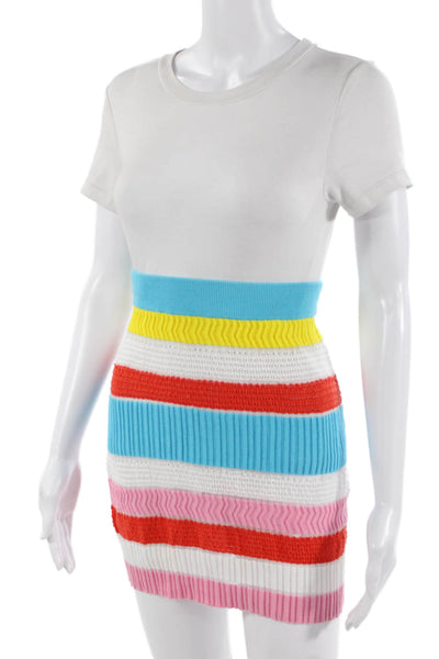 Solid & Striped Womens Bandage Mini Skirt Light Blue Striped Size XS