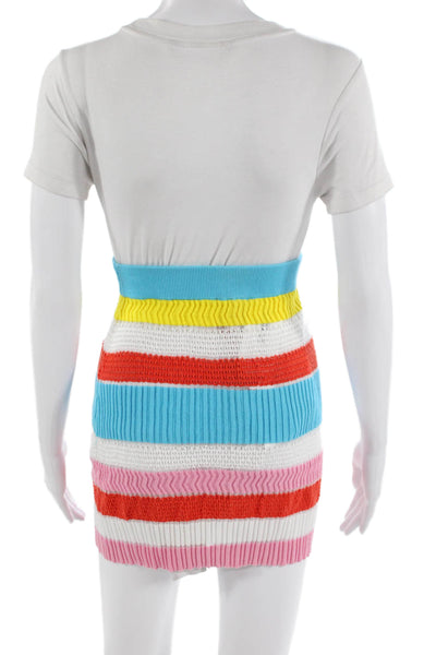 Solid & Striped Womens Bandage Mini Skirt Light Blue Striped Size XS