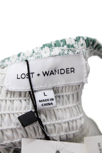 Lost + Wander Women Green Floral Maxi Sundress Tie Waist Sleeveless Size L