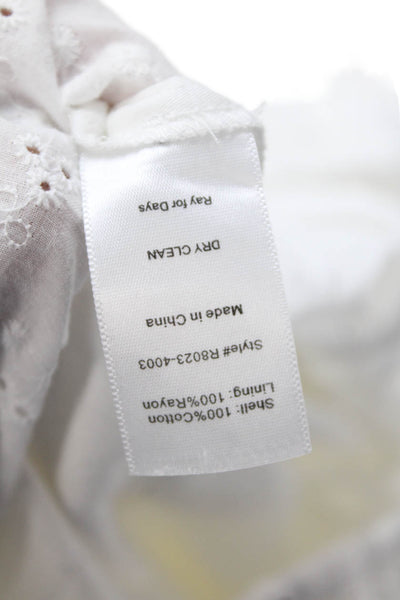 Designer Women Romper White Textured Long Sleeve Cotton Round Neck Size S