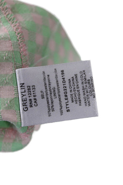 Greylin Anthropologie Women Maxi Sundress Green Check Short Sleeve Size XS