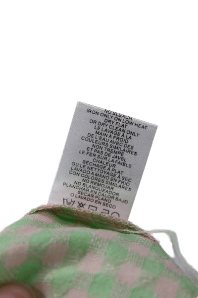 Greylin Anthropologie Women Maxi Sundress Green Check Short Sleeve Size XS