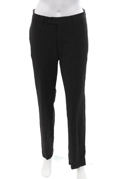 Calvin Klein Mens Dress Pants Black Wool Blend Button Size 30
