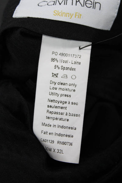 Calvin Klein Mens Dress Pants Black Wool Blend Button Size 30