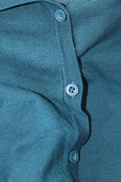 14th & Union Women Cardigan Blue V-Neck 3/4 Sleeve Rayon/Nylon Size L