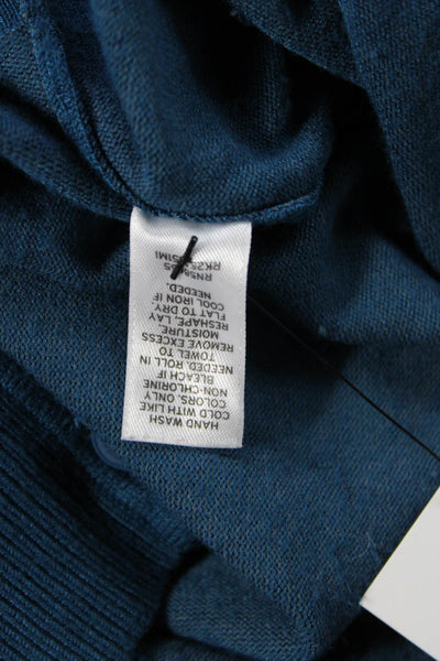 14th & Union Women Cardigan Blue V-Neck 3/4 Sleeve Rayon/Nylon Size L