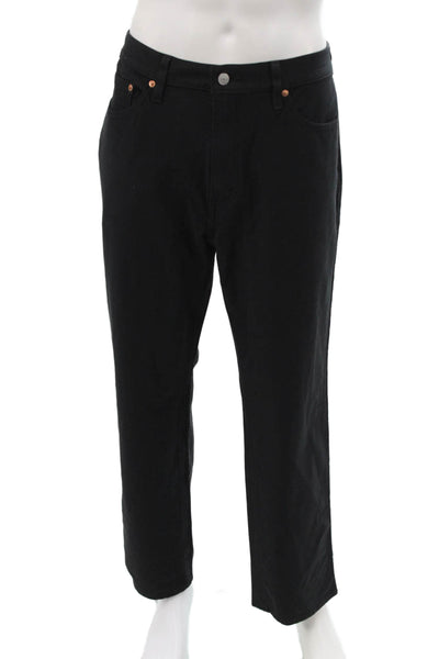 Levis Mens Straight Jeans Black Button Size 36