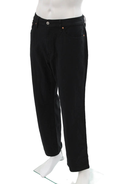 Levis Mens Straight Jeans Black Button Size 36