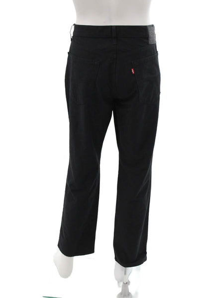Levis Mens Straight Jeans Black Button Size 36