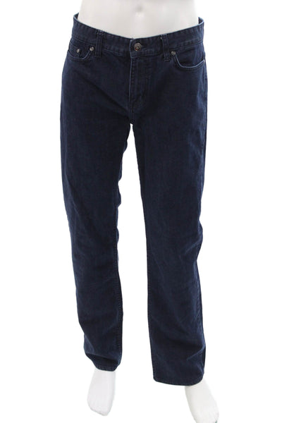 Calvin Klein Mens Straight Jeans Dark Blue Button Closure Size 32