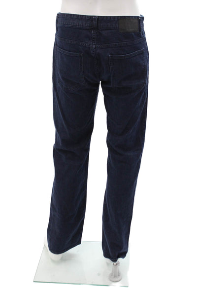 Calvin Klein Mens Straight Jeans Dark Blue Button Closure Size 32