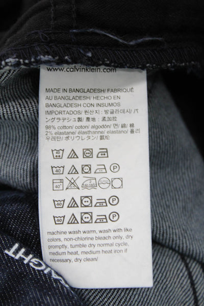 Calvin Klein Mens Straight Jeans Dark Blue Button Closure Size 32