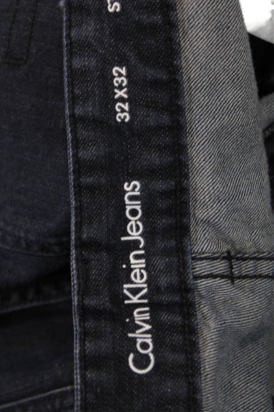 Calvin Klein Mens Straight Jeans Dark Blue Button Closure Size 32