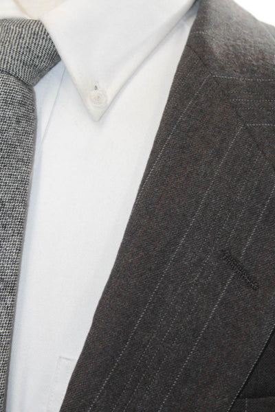 Nino Cerruti Men Dark Gray Striped 100% Wool Classic Suit Jacket Size 42