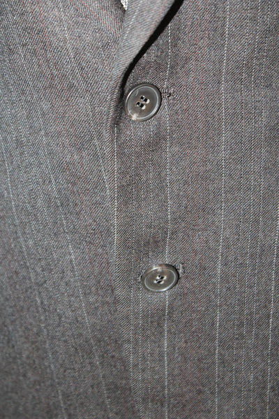 Nino Cerruti Men Dark Gray Striped 100% Wool Classic Suit Jacket Size 42