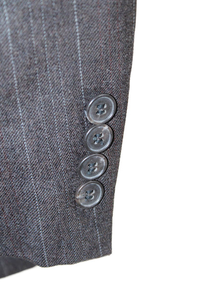 Nino Cerruti Men Dark Gray Striped 100% Wool Classic Suit Jacket Size 42