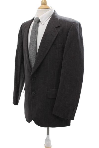 Nino Cerruti Men Dark Gray Striped 100% Wool Classic Suit Jacket Size 42