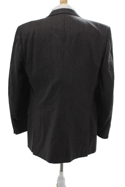 Nino Cerruti Men Dark Gray Striped 100% Wool Classic Suit Jacket Size 42