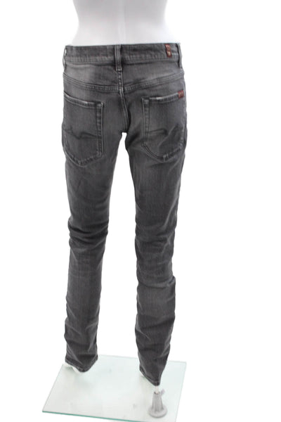 7 For All Mankind Mens Skinny Dark Gray Jeans Cotton Elastane High Rise Size 31