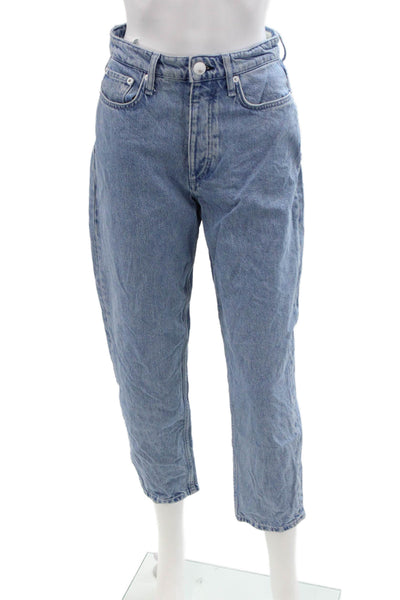 Rag & Bone Unisex Light Blue Cropped Straight Jeans Cotton High Rise Size 25